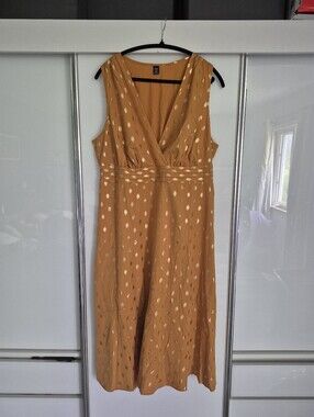 SHEIN Rust Tan Maxi Dress with Gold Dot Accents